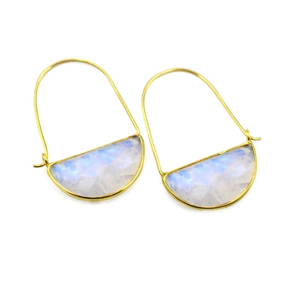 🌹The Quiet Luxury Collection🌹 Real Moonstone Gold Plated Earrings - Picture 15 of 17